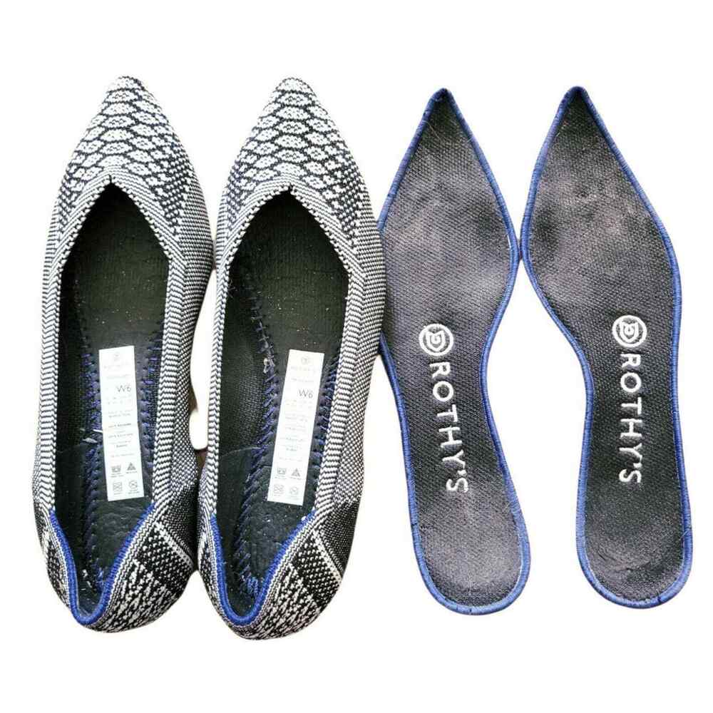 Rothys Black White Python Pointed Flat Ballet Sho… - image 2